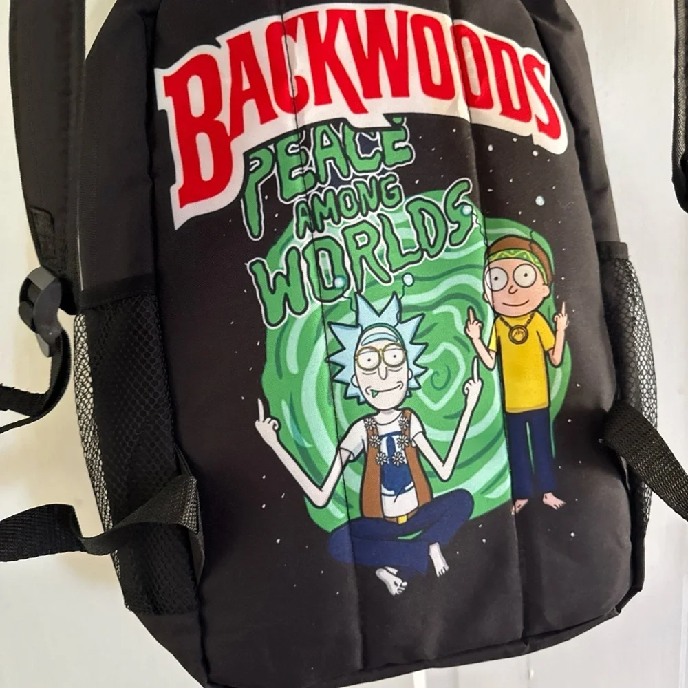 Rick and Morty Black Graphic Backpack school comedy adult swim
